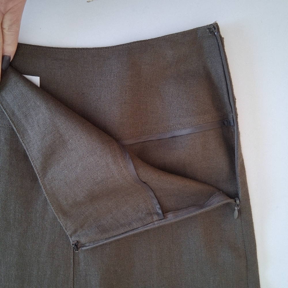 Talbots Irish Linen A-line Midi Skirt Sz 10 Cocoa Brown - Picture 3 of 9